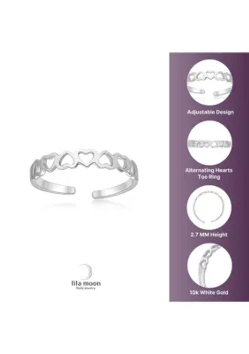 Lila Moon Open Hearts Adjustable Toe Ring 10K Gold