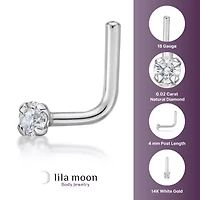 Lila Moon Diamond Accent 90 Degree Nose Stud in 14K Gold