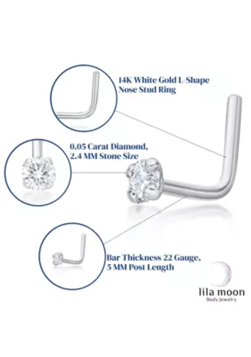 Lila Moon Diamond Accent L-Shape Nose Stud in 14K Gold