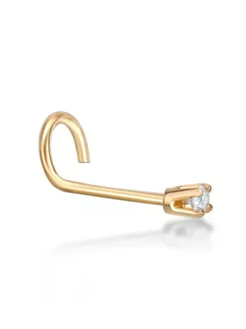 Lila Moon 1.7 mm Diamond Accent Curved Nose Stud in 14K Gold