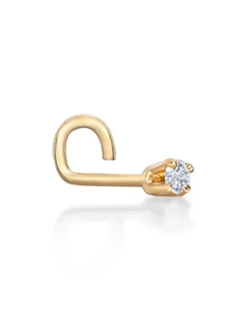 Lila Moon 1.7 mm Diamond Accent Curved Nose Stud in 14K Gold