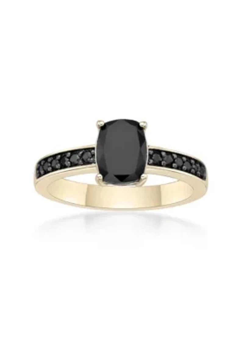1 1/3 ct. t.w. Black Onyx and 1/5 Spinel Ring 2 Micron Gold Plated Sterling Silver