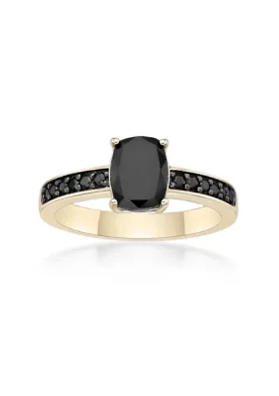 1 1/3 ct. t.w. Black Onyx and 1/5 Spinel Ring 2 Micron Gold Plated Sterling Silver