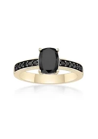 1 1/3 ct. t.w. Black Onyx and 1/5 Spinel Ring 2 Micron Gold Plated Sterling Silver
