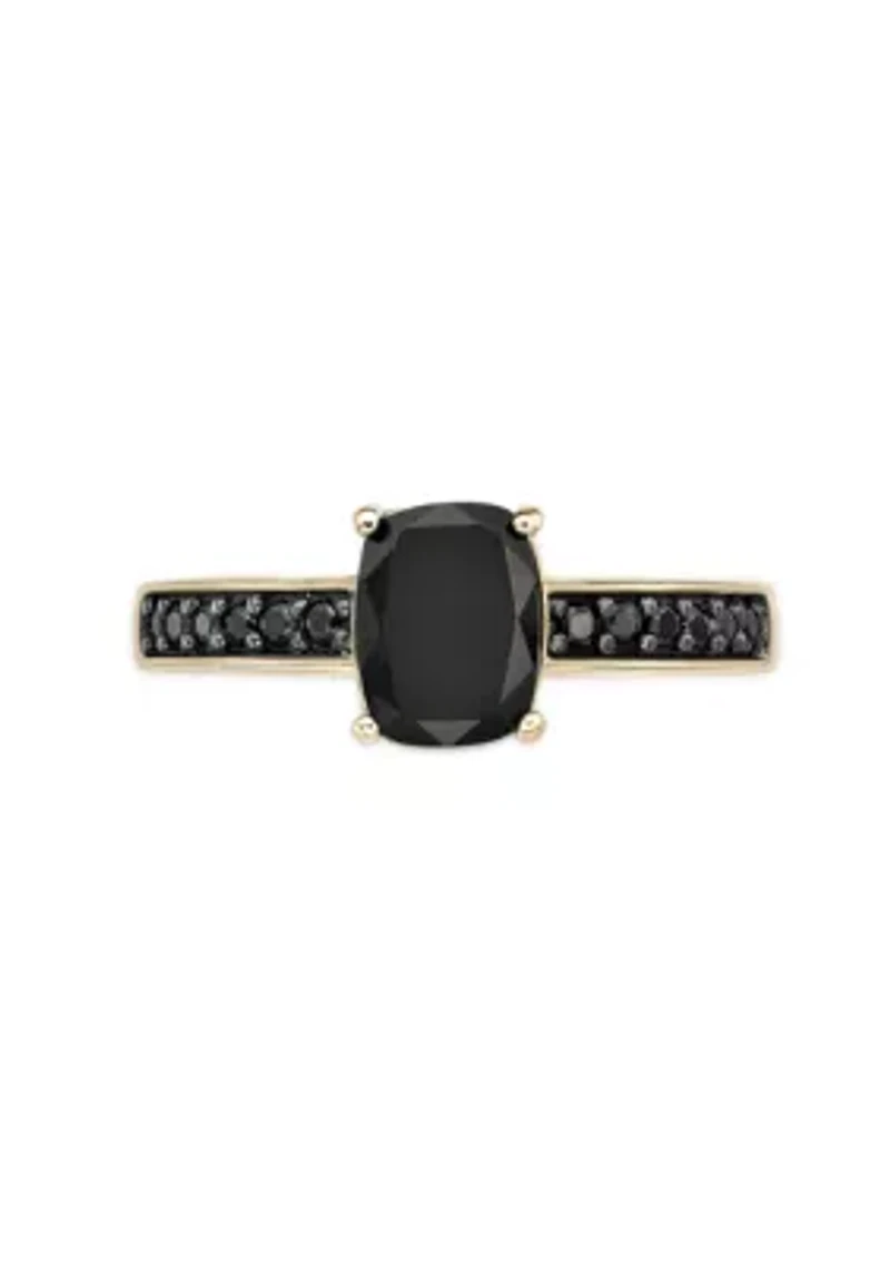 1 1/3 ct. t.w. Black Onyx and 1/5 Spinel Ring 2 Micron Gold Plated Sterling Silver