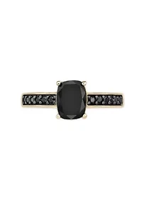 1 1/3 ct. t.w. Black Onyx and 1/5 Spinel Ring 2 Micron Gold Plated Sterling Silver