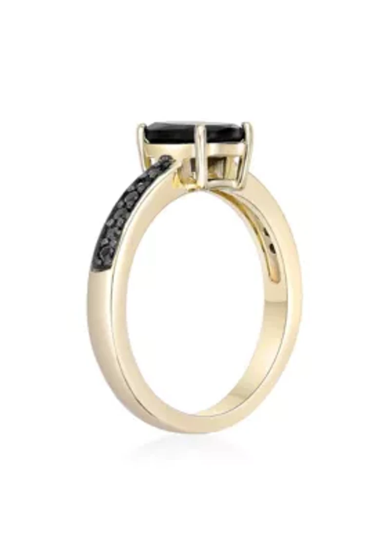 1 1/3 ct. t.w. Black Onyx and 1/5 Spinel Ring 2 Micron Gold Plated Sterling Silver