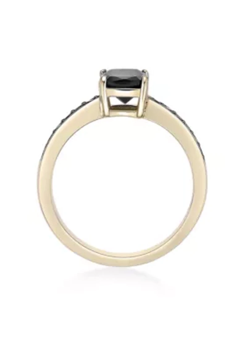 1 1/3 ct. t.w. Black Onyx and 1/5 Spinel Ring 2 Micron Gold Plated Sterling Silver
