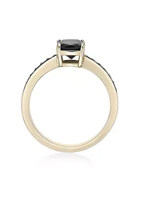 1 1/3 ct. t.w. Black Onyx and 1/5 Spinel Ring 2 Micron Gold Plated Sterling Silver