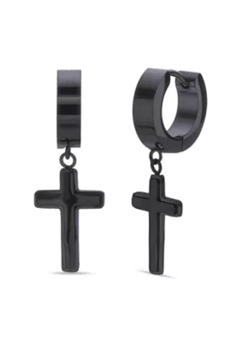 Cross Earrings Ion Plated Stainless Steel