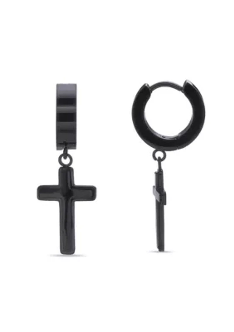 Cross Earrings Ion Plated Stainless Steel