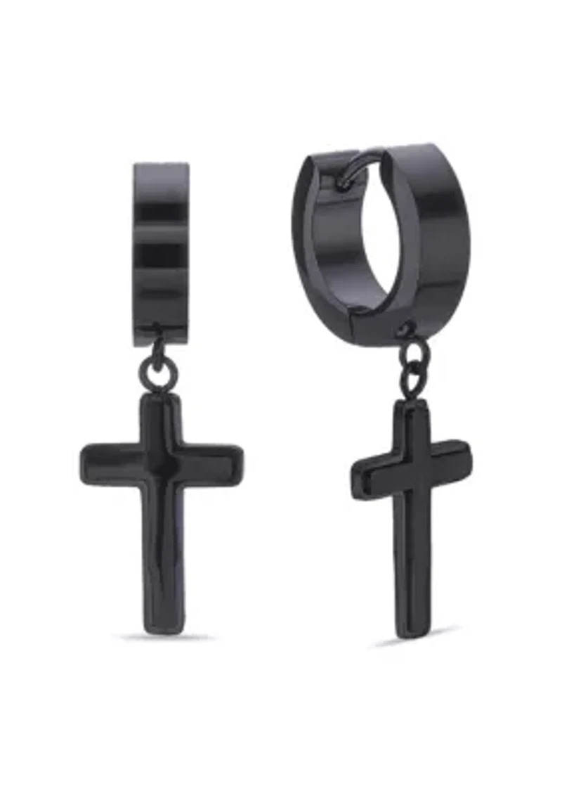 Cross Earrings Ion Plated Stainless Steel