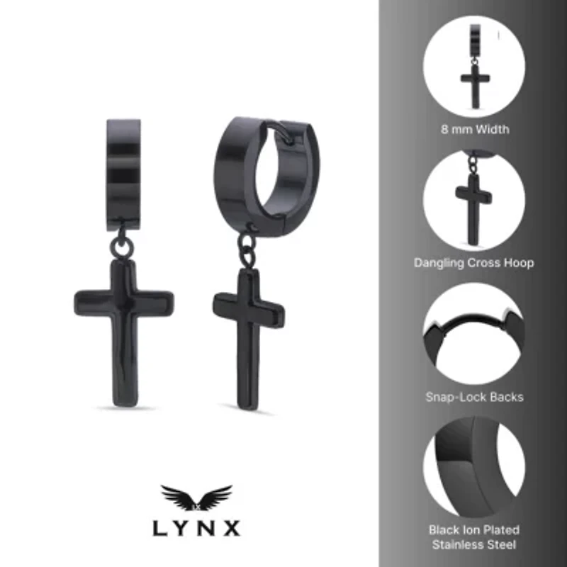 Cross Earrings Ion Plated Stainless Steel