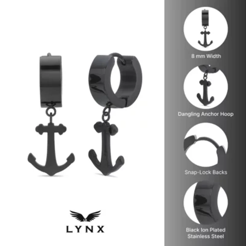 Anchor Earrings Ion Plated Stainless Steel