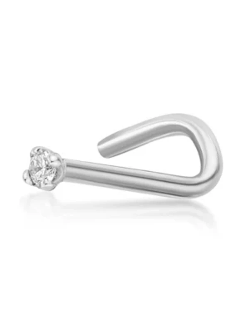 Lab Created Lila Moon Lab-Grown Diamond Accent Curved Nose Stud in 14K Gold