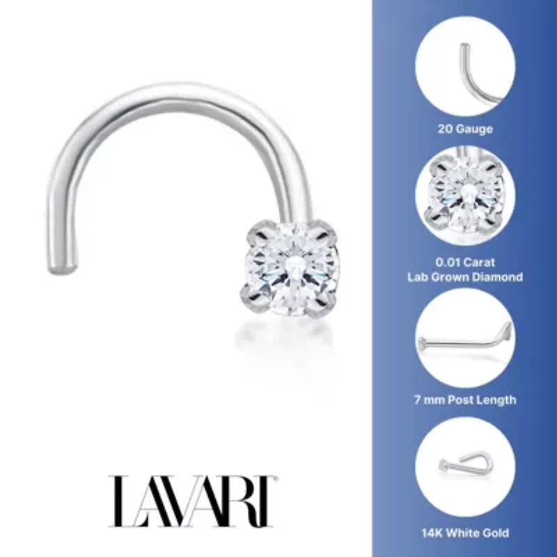 Lab Created Lila Moon Lab-Grown Diamond Accent Curved Nose Stud in 14K Gold