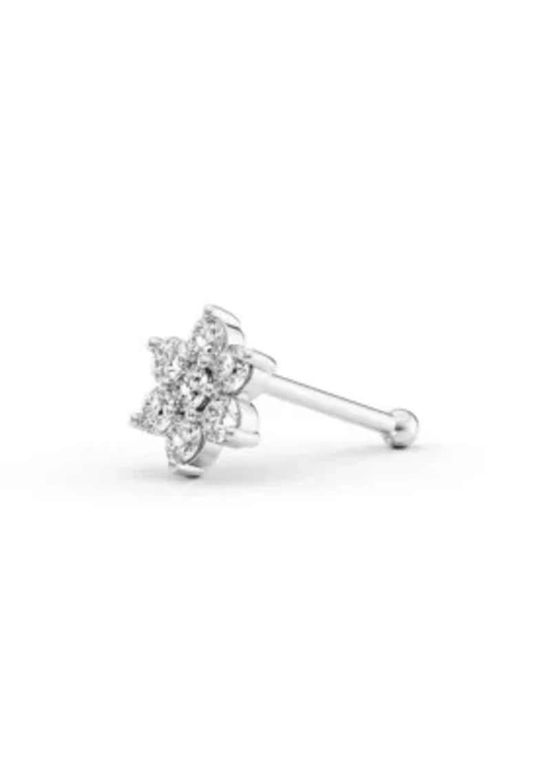 Lab Created Lila Moon Lab-Grown Diamond Accent Flower Nose Stud in  14k Gold