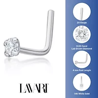 Lab Created Lila Moon Lab-Grown Diamond Accent 90 Degree Nose Stud in 14K Gold