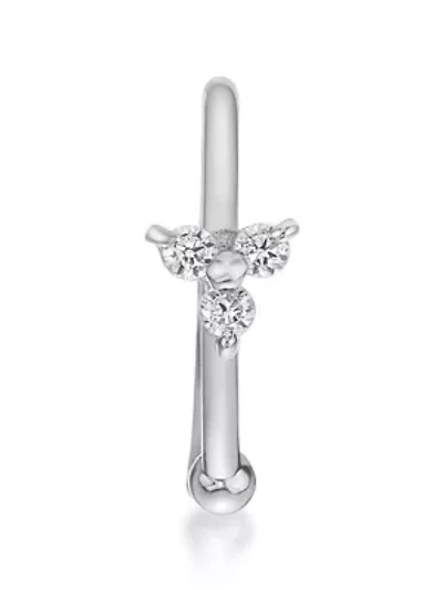 Lab Created Lila Moon Lab-Grown Diamond Accent 3-Stone Trio Hoop Nose Ring in 14K Gold