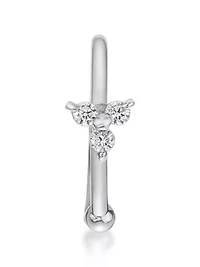 Lab Created Lila Moon Lab-Grown Diamond Accent 3-Stone Trio Hoop Nose Ring in 14K Gold