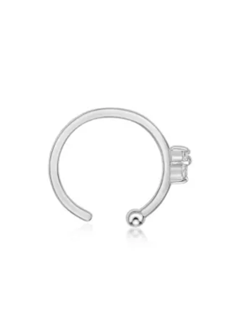 Lab Created Lila Moon Lab-Grown Diamond Accent 3-Stone Trio Hoop Nose Ring in 14K Gold