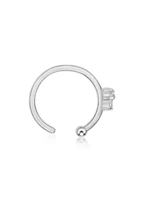 Lab Created Lila Moon Lab-Grown Diamond Accent 3-Stone Trio Hoop Nose Ring in 14K Gold