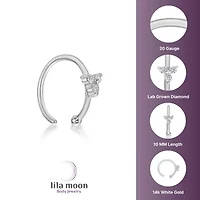 Lab Created Lila Moon Lab-Grown Diamond Accent 3-Stone Trio Hoop Nose Ring in 14K Gold