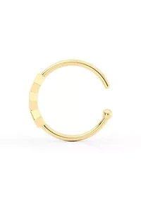 Lab Created Lila Moon Lab-Grown Diamond Accent 3-Stone Hexagon Hoop Nose Ring in 14K Gold