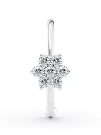 Lab Created Lila Moon Lab-Grown Diamond Accent Flower Hoop Nose Ring in 14K Gold