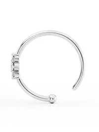 Lab Created Lila Moon Lab-Grown Diamond Accent Flower Hoop Nose Ring in 14K Gold