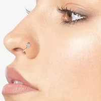 Lab Created Lila Moon Lab-Grown Diamond Accent Flower Hoop Nose Ring in 14K Gold