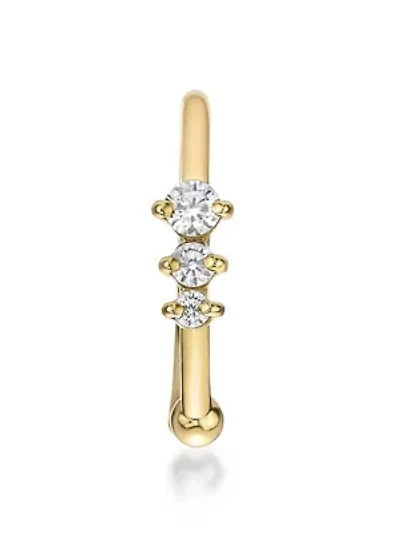 Lab Created Lila Moon Lab-Grown Diamond Accent 3-Stone Round Graduated Hoop Nose Ring in 14K Gold