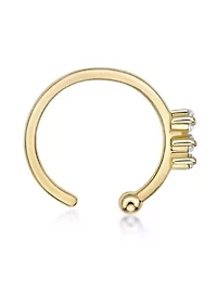 Lab Created Lila Moon Lab-Grown Diamond Accent 3-Stone Round Graduated Hoop Nose Ring in 14K Gold