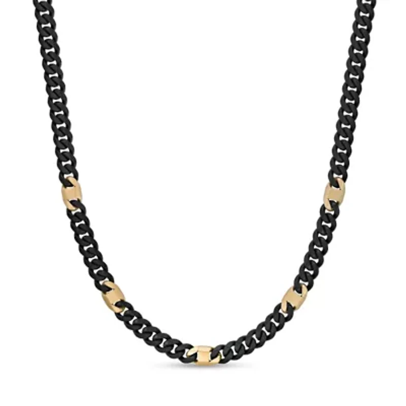 Matte Black Ion-Plated Stainless Steel 8 mm Cuban Chain Necklace