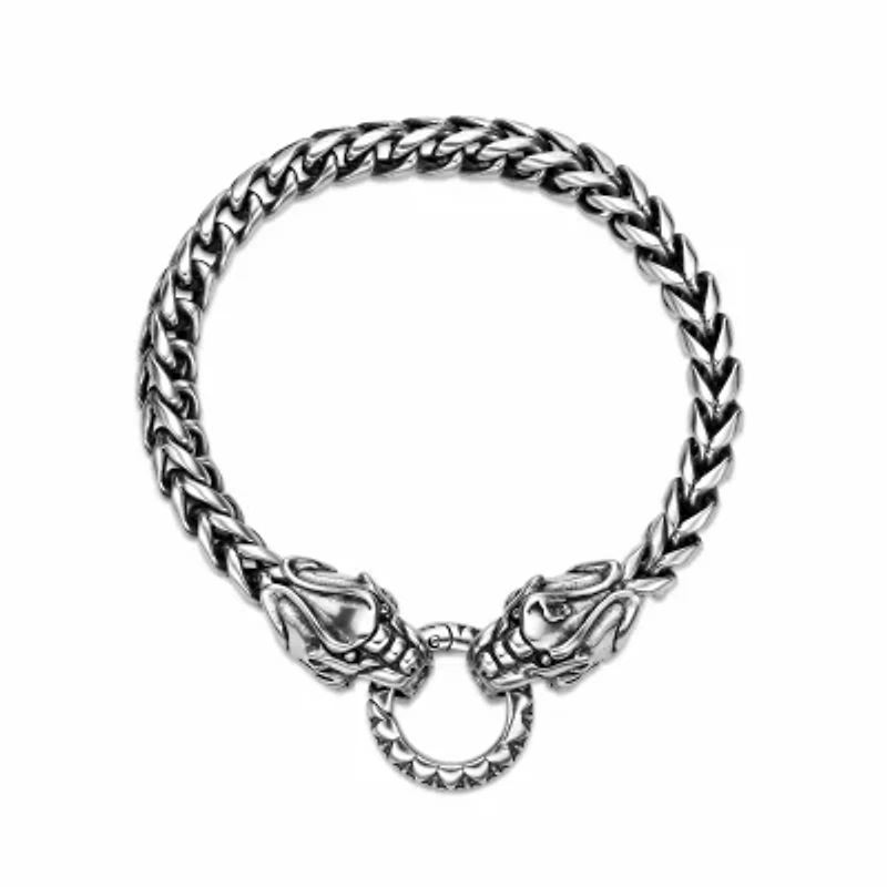 Stainless Steel Dragon Head Wheat Chain Bracelet
