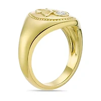 Lab Created 18k Gold Plated Sterling Silver 1/10 ct. t.w. Lab-Grown Diamond Butterfly Signet Ring