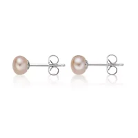 Sterling Silver Pearl Stud Earrings