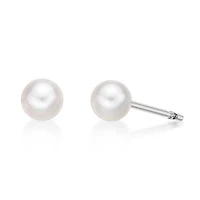 Sterling Silver 4MM Pearl Stud Earrings
