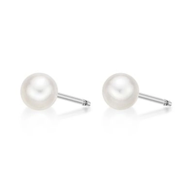 Sterling Silver 4MM Pearl Stud Earrings