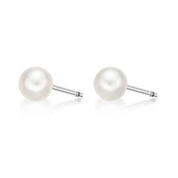 Sterling Silver 4MM Pearl Stud Earrings