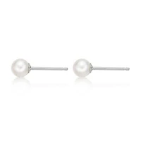 Sterling Silver 4MM Pearl Stud Earrings