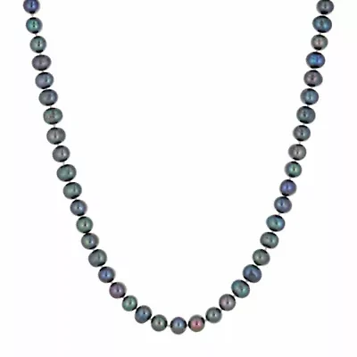 Sterling Silver Black Pearl Necklace