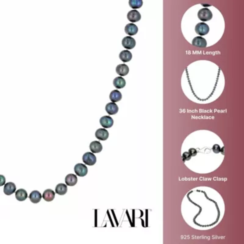 Sterling Silver Black Pearl Necklace