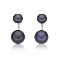 Sterling Silver Double Pearl Earrings