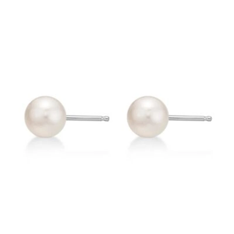 Sterling Silver 5MM Pearl Stud Earrings