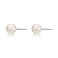 Sterling Silver 5MM Pearl Stud Earrings