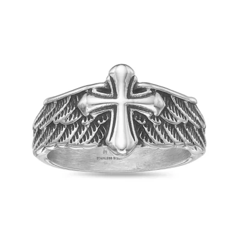Stainless Steel Cross Statement Ring