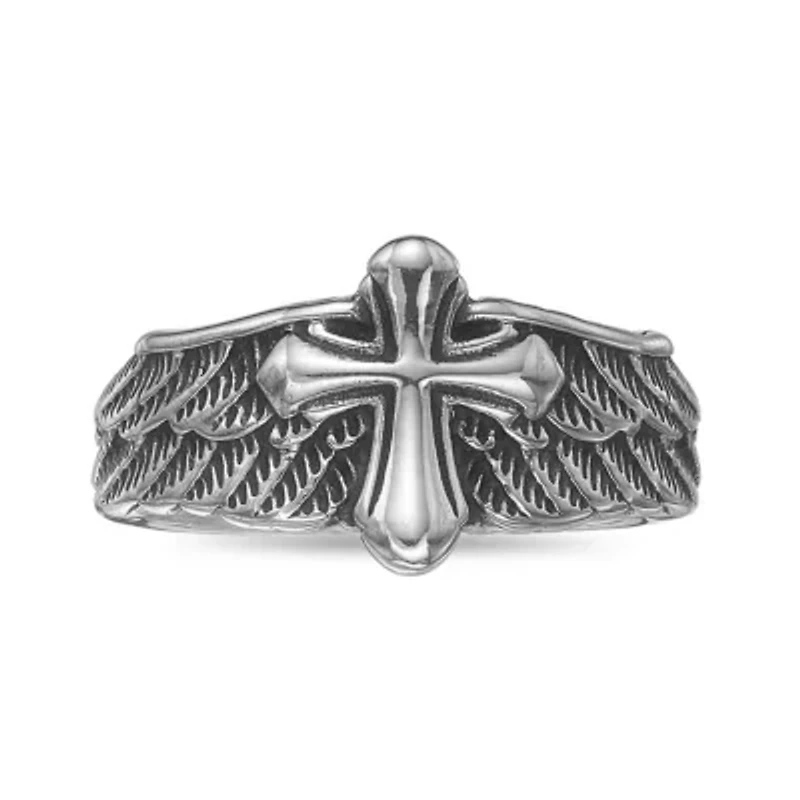 Stainless Steel Cross Statement Ring