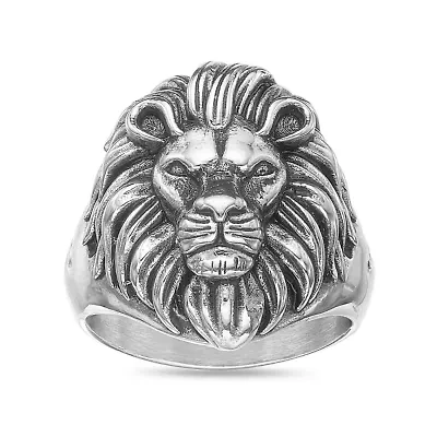 Bold Stainless Steel Lion Head Ring