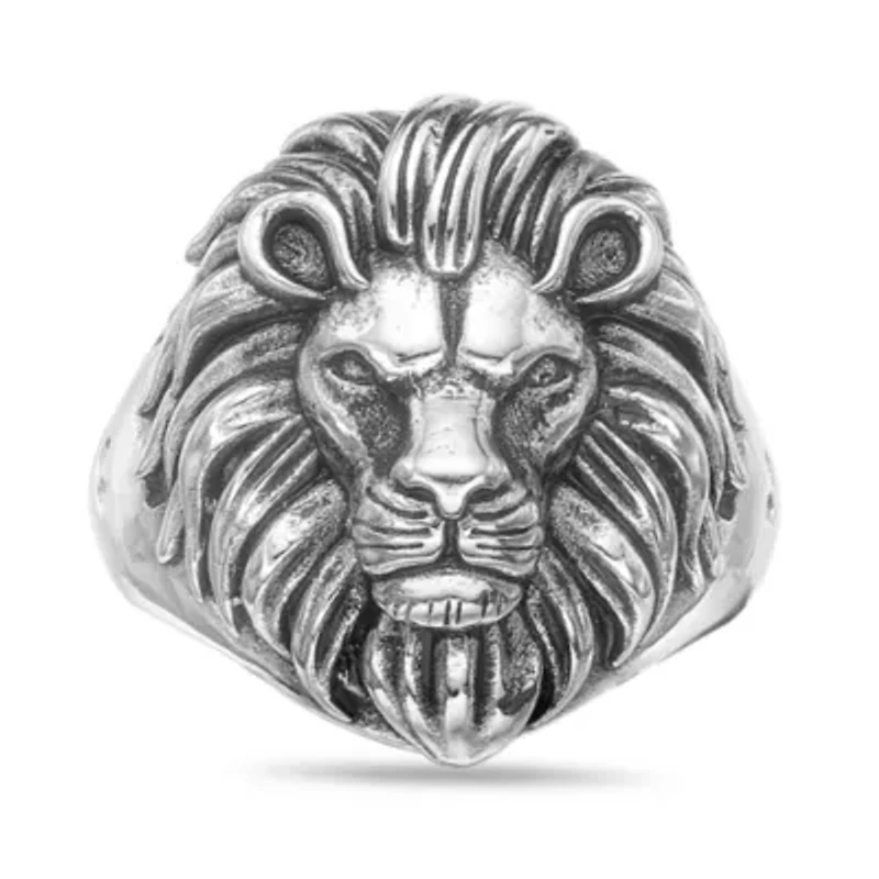 Bold Stainless Steel Lion Head Ring